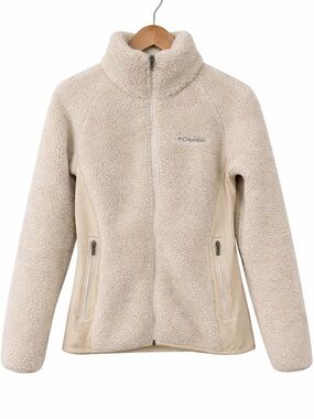 Columbia Sherpa Fleece Jacket Cream Cozy Zip Up Womens Medium
